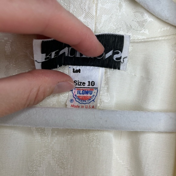 Vintage Ivory Brocade Blazer M/L Coquette Bridal Cottagecore Puff Sleeve ILGWU - Picture 11 of 16